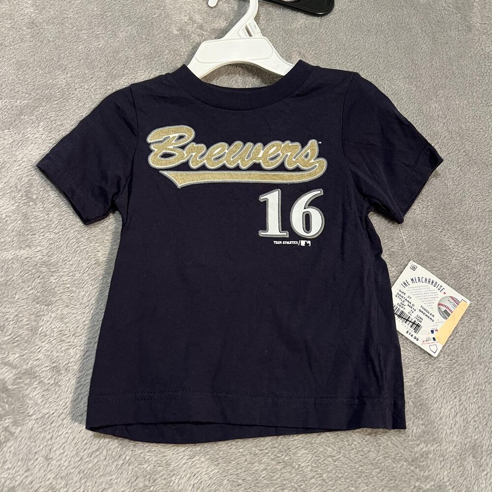 Milwaukee Brewers Shirt Youth 2T MLB Baseball Santana 16 Team Athletics
